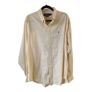 Ralph Lauren Mens Size XL Button Down Shirt Yellow Cotton Pony Long Sleeves